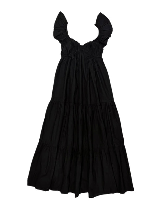 Black cotton sweetheart neck dress